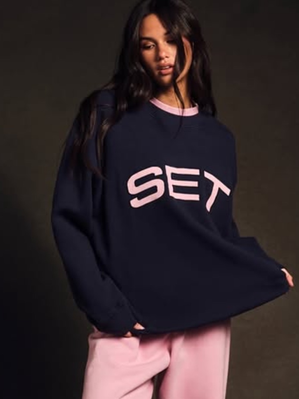 SET ACTIVE STAPLE SET LAYERED CREWNECK IN CONFETTI